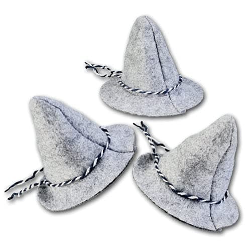 3 Mini Decorative Seppel Hat – Grey with Blue/White Cord