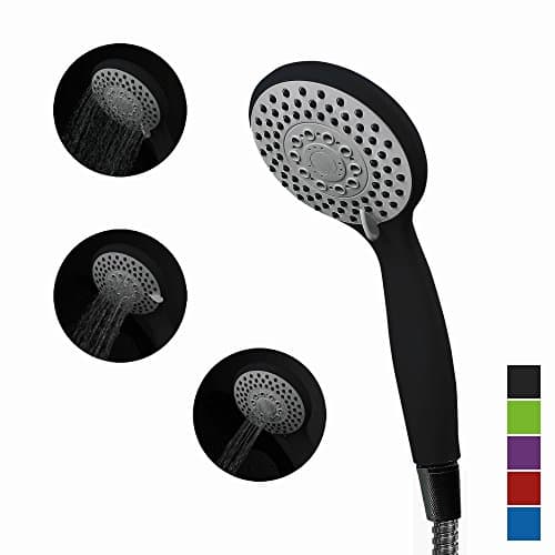 Handheld Shower Head, Matte Black hand shower head sprayer bath SPA Massage Sprayer head Silicone Nozzles 4 Spray Setting Water Saving Rating 2.0GPM -Elegantly Designed Color Black