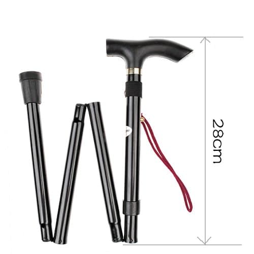Lanfeld Portable Adjustable Foldable Walking Stick Easy to Carry Cane for Mountaineer Walking Aid Elderly --Black