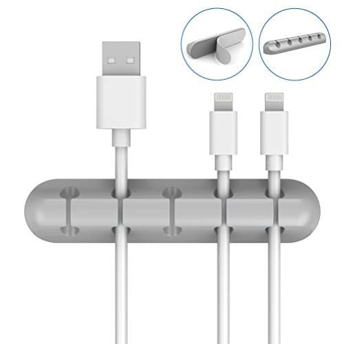 Cable Organizer, Desk Self Adhesive Cable Clips, 5-Channel Silicone Cord Holder Management - Updated