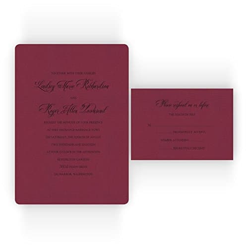 Rounded Corner Printable Wedding Invitations on Specialty Paper - Set of 50 - BV1012 (Burgundy Linen)