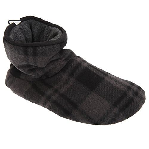 Universal Textiles Mens Check Pattern Slouch Style Fleece Slipper Boots
