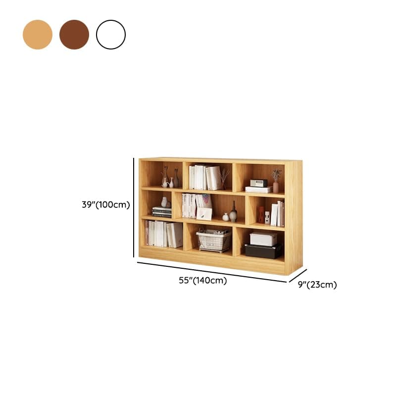 LITFAD Wood Modern Cube Bookcase with Closed Back and Multiple Shelves Floor Storage Cabinet for Home Office Study Room Library - Nut-Brown 55.1" L x 9.1" W x 39.4" H