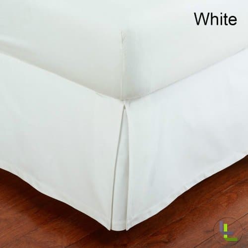 Queen 500TC White Solid Gorgeous 1PCs Box Pleated Bedskirt Solid (Drop Length: 16 inches)