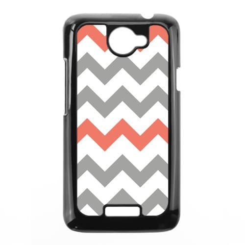 Custom White Chevron Grey Young Brown HTC ONE X Plastic Case