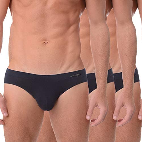 Vipex 3 Pack Men's Ultra Soft Comfy Rib Micro Modal Briefs Black