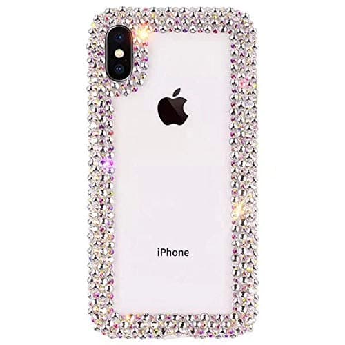 GIZEE Phone Case Compatible with iPhone Xs Max 6.5 Inch, Luxury 3D Glitter Sparkle Bling Shiny Handmade Crystal Rhinestone Diamond Bumper Girly Clear Protective Case Cover