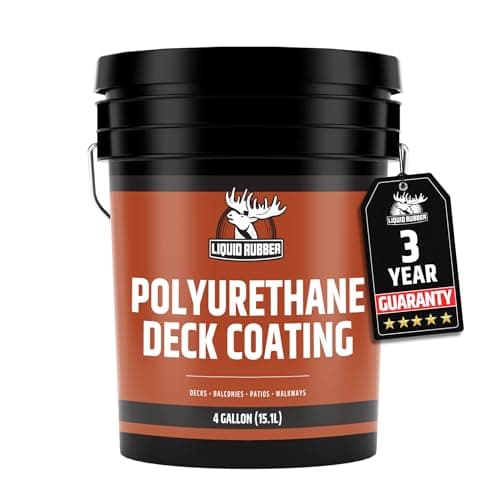 Liquid Rubber Polyurethane Deck Coating – 10X Stronger Than Traditional Deck Paint & Deck Stain – Flexible, Waterproof Sealant for Wood, Concrete & Plywood – Textured Finish – Neutral Beige – 4 Gallon