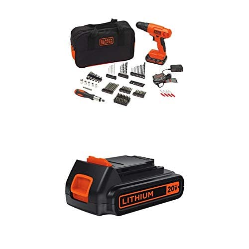 BLACK+DECKER LBXR20 20-Volt MAX Extended Run Time Lithium-Ion Cordless To with BLACK+DECKER BDC120VA100 Cordless Project Kit with 100 Accessories