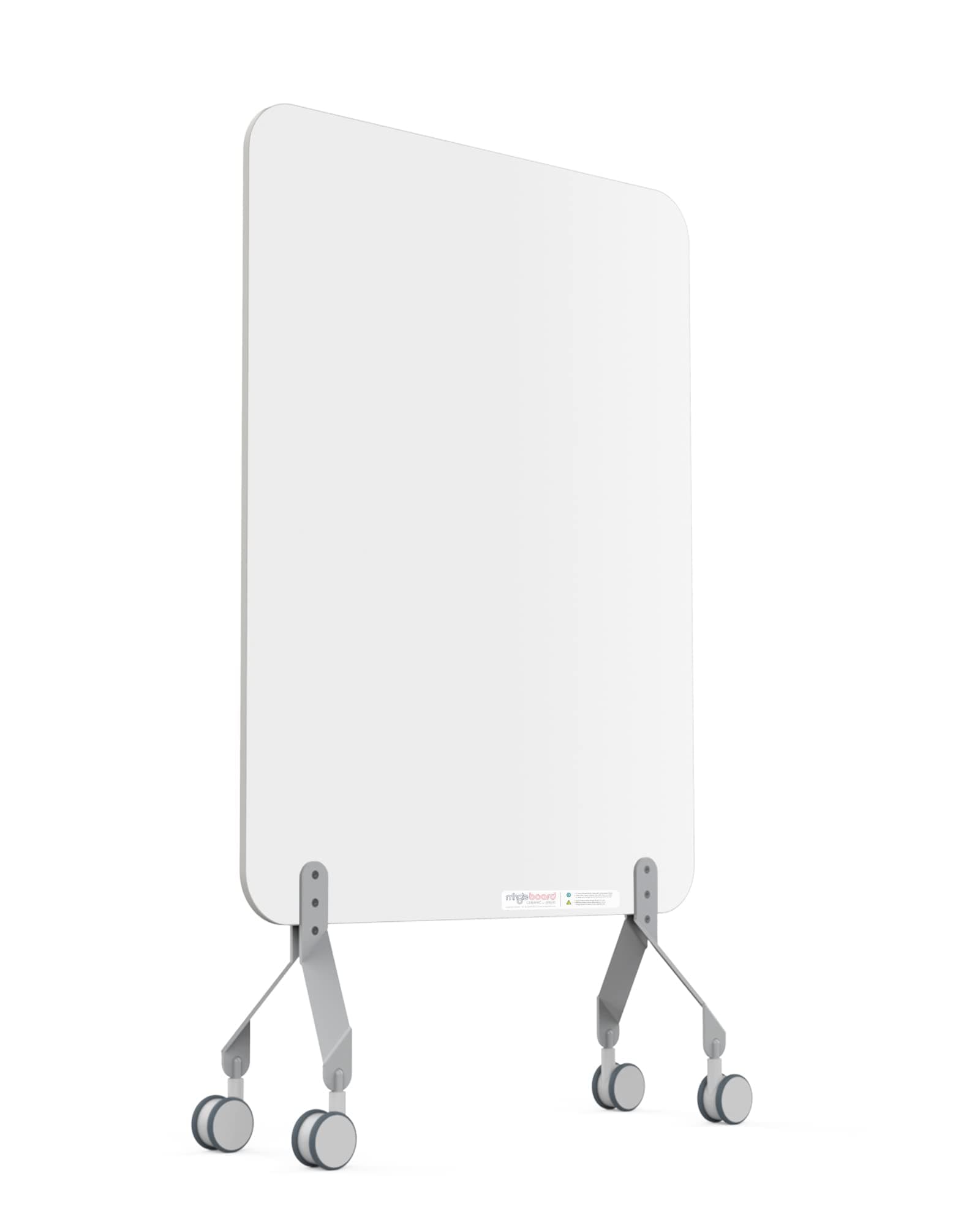 Mingle Board Ceramic - Premium Double-Sided Mobile Whiteboard (4 Feet X 5 Feet) with Stand for Home, School & Office, Dry Erase Surface, Portable Board with Wheels, Free Markers & Duster