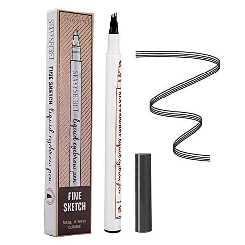 Eyebrow Tattoo Pen, Microblading Eyebrow Pencil, with a Micro-Fork Tip Applicator, Create Natural Looking Eyebrows, Easy to Use and Stays All Day (Dark Gray)