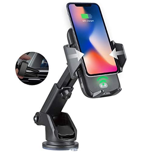 Crystone Wireless Charging Car Mount Automatic Clamps, Air Vent Dashboard Cell Phone Holder for iPhone X, 8/8 Plus, Samsung Galaxy Note 9/8, S9/S8/S7/S6 Edge and Other Qi-Enabled Phones