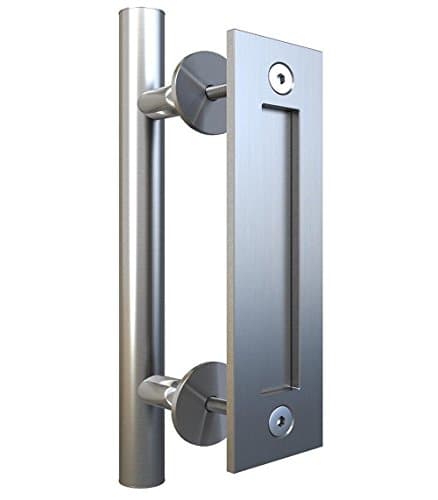 Hetai Sliding Door Pulls Handle for Barn Door Pull and Flush Door Handle Set Sliding Barn Door Hardware Handle Stainless Door Handles Large Commercial Door Handles for Barn Front Door (Silver)