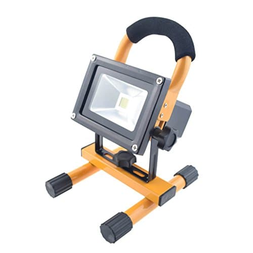 TOMOSS LED Flood Light 10W Rechargeable Portable Cordless Work Light Durable Waterproof IP60 Emergency Trouble Light Stand for Camping Fishing 6000k -6500K Daylight White Energy Saving-Yellow Shell