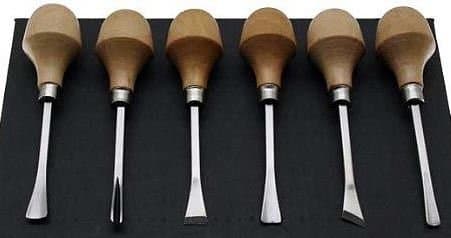 6 pc WOOD CARVING KNIFE CHISEL SET w/LARGE BALL HANDLES