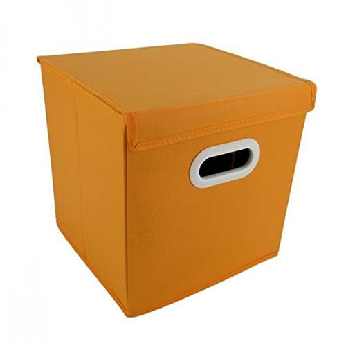 Fendii Foldable Storage Box Cube Basket Bin Non-Woven Material 28 x 28 x 28cm Orange