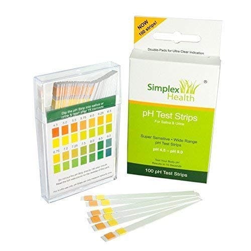 SimplexHealth pH Test Strips pH 4.5 - pH 9.0 for Urine and Saliva with Dual Pad