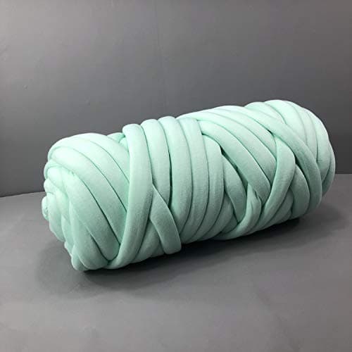 EASTSURE Chunky Braid Cotton Yarn Supre Large for Arm Knitting DIY Handmade Blankets Machine Washable,Light Green,2.2LB