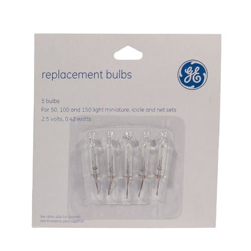 NICOLAS HOLIDAY GE53006 2.5V Clear Replacement Bulb, 5-Pack