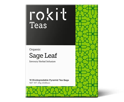 Rokit Teas | Organic Sage Leaf | Herbal Tea | 108 Unbleached Tea Bags | Naturally Caffeine Free | Easy to Use | No Mess | 6 Boxes Containing 18 Tea Bags Each