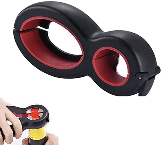 Fezda Multi Purpose Grip Jar Bottle Opener Rubber Design Fits All Bottles Caps Jar Opener 6 in 1 Multifunction Stainless Steel Can Opener Creative Beer Bottle Opener