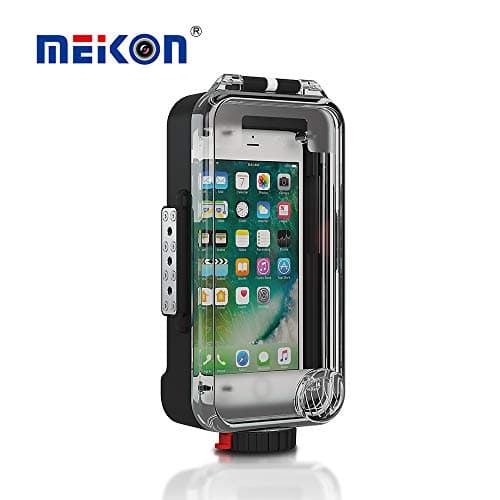 MEIKON Waterproof iPhone Case Bluetooth Control 195FT/60M IPX8 Waterproof for Diving Surfing Snorkeling with Wide Angle Dome Port Lens for 6 Plus 7 Plus 8 Plus IphoneX White