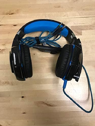 G2000 PC Gaming Headset Over-ear Game Gaming Headphone Headset Earphone Headband with Volume Control with Mic Stereo Bass LED Light for PC,PS4,Xbox One (Black Blue)