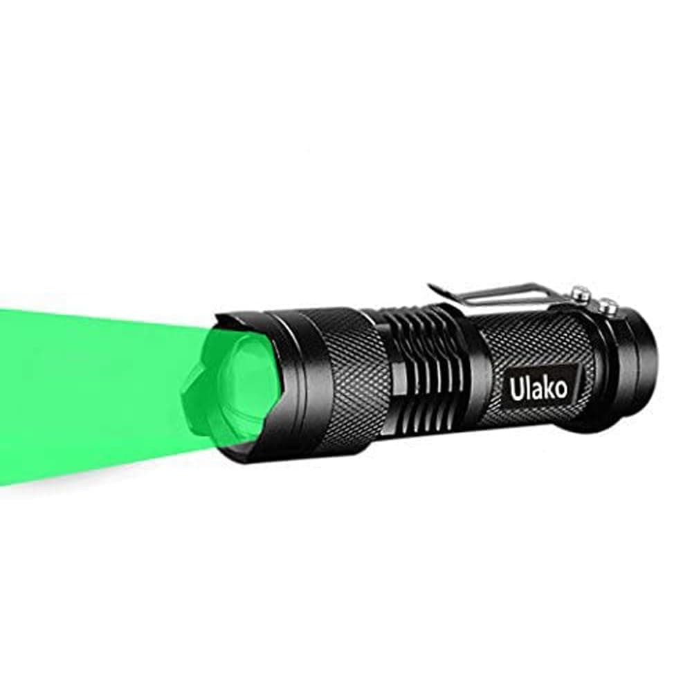 Single 1 Mode Zoomable LED 150 Yard Green Light Flashlight Torch for Fishing Hunting Detector