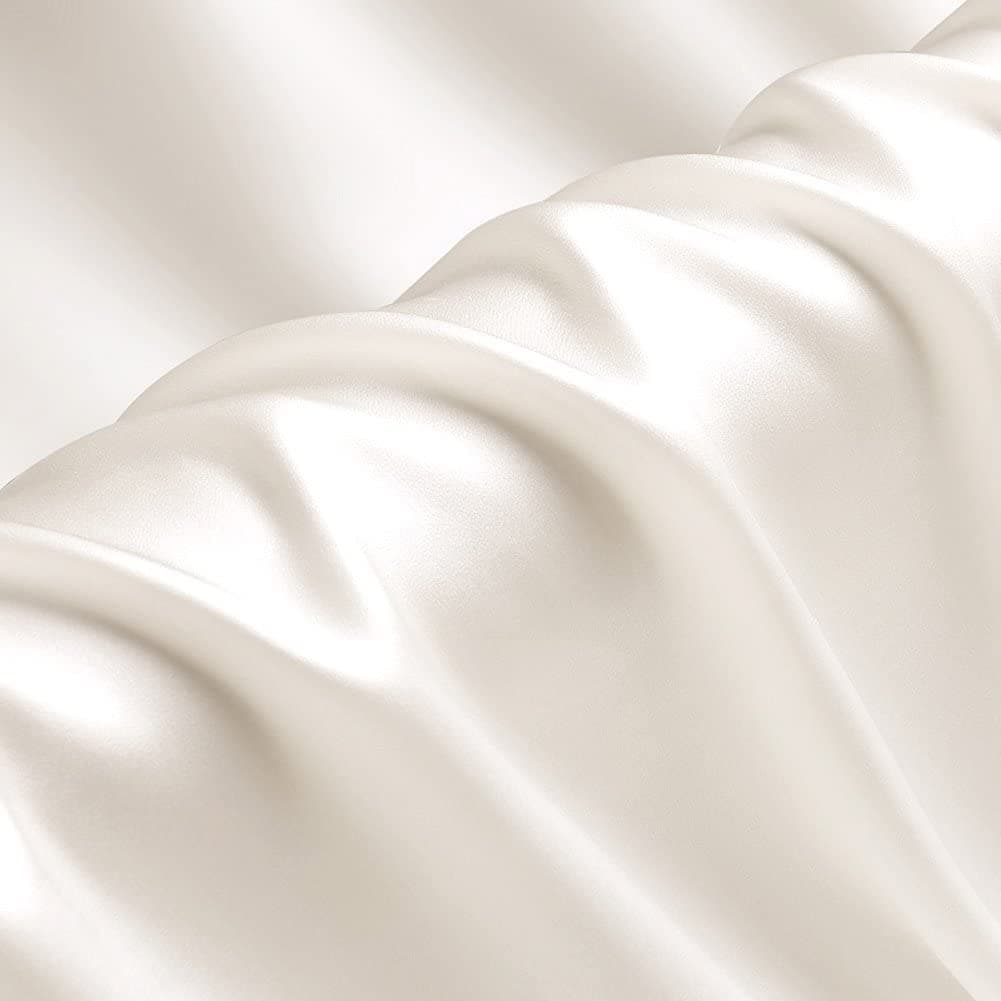 TPOHH Raw White 100% Pure Silk Fabric Solid Color Charmeuse Fabrics by The Pre-Cut 1 Yard for Sewing Width 44 inch
