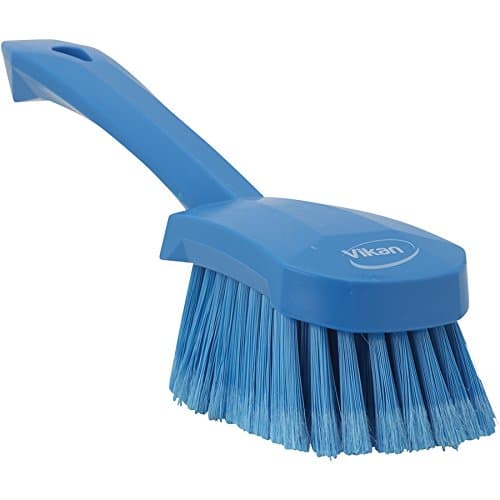 Vikan 41943 Soft/Split Bristles, Washing/Sweeping, Hand Brush, Short Handle, 270mm (Blue)