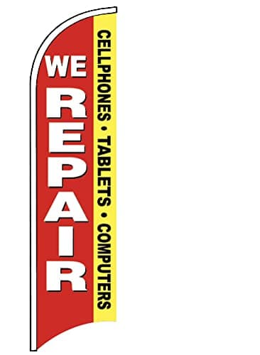 4 Less Co We Repair Cell Phones Tablets Computers Windless Swooper Flag 2.5x11.5 ft Tall Banner Sign (Flag Only) rb