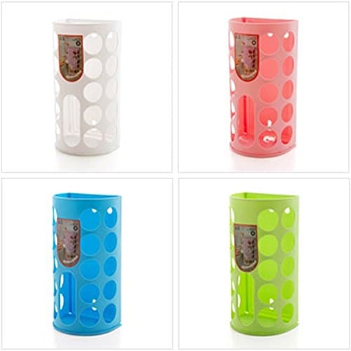 Wall Mounted Plastic Garbage Bags Storage Box Sundries Storage Rack Holder Hanging Tissue Paper Box Color : Pink