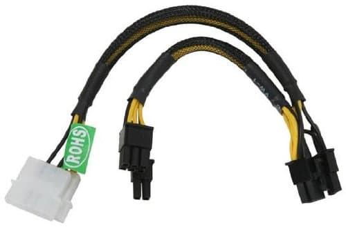 Dual 8-Pin (6+2 Pin) PCI-Express 2.0 Power Adapter Converter Cable from 2x 4-Pin Molex for Gaming Video Cards