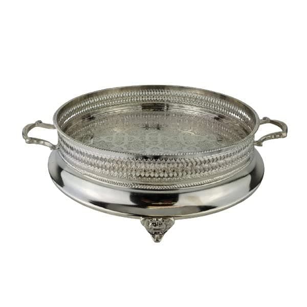 Deluxe Moroccan Tea Tray Diameter 42 cm Silver