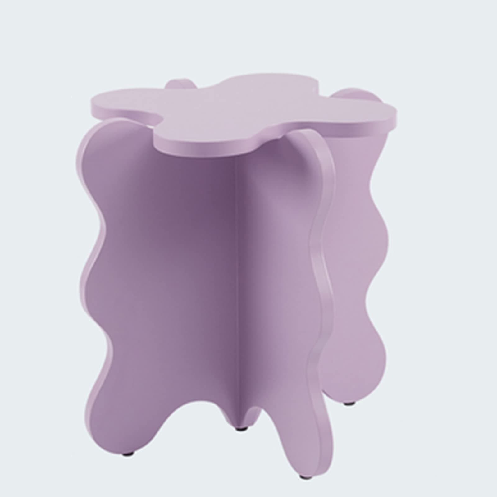 XBAOMING Coffee Table, Mini Petal Coffee Table Cartoon Solid Wood Wave Side Table Simple Bedroom Bedside Colored Small Table,Purple