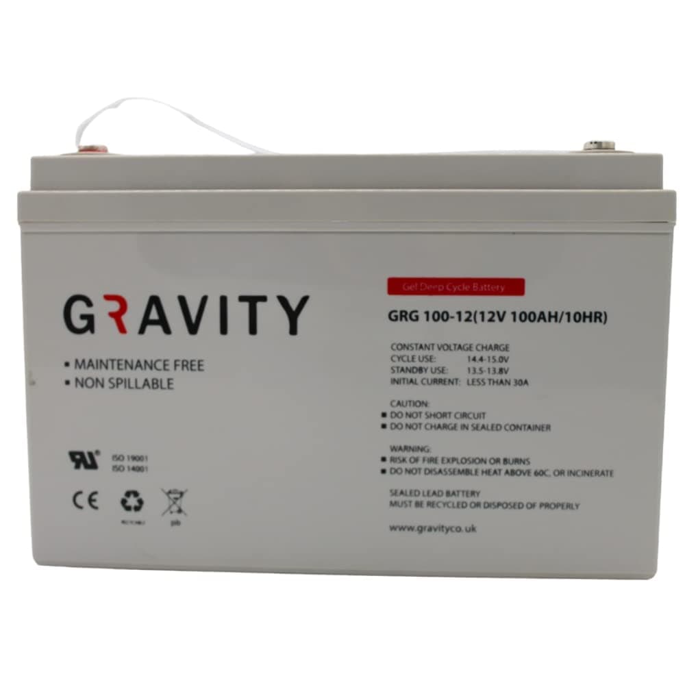 GRAVITY : GEL Deep Cycle VRLA Battery - Perfect for Solar and Wind Energy Systems, RVs, Marine, and UPS Backup Applications (100Ah)