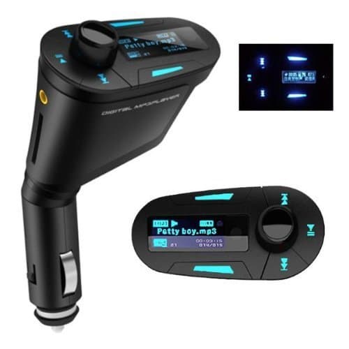 Findway Multi-Function Car Kit Mp3 Player Wireless Fm Transmitter Modulator Audio Aux USB Sd MMC Slot with Remote Blue LCD