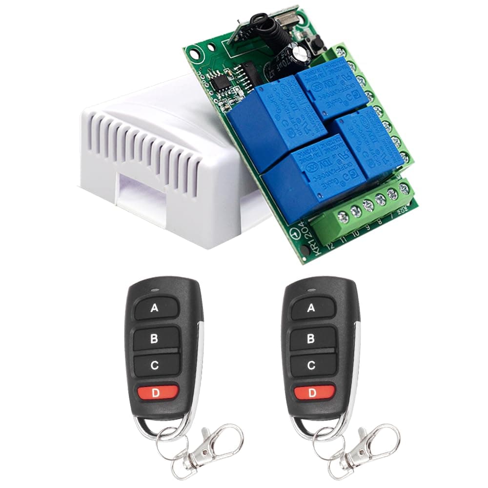 QIACHIP QIACHIP 433MHz Universal Wireless Remote Control Switch 12V 4CH Relay Wireless RF Remote Control Switches Transmitter and Receiver