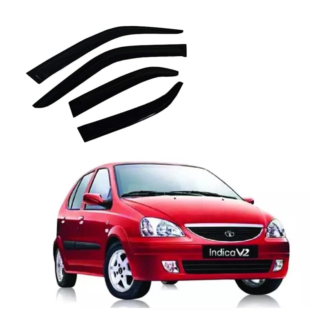 ROYALTECH Premium Non-Breakable Car Window Door Visor/Rain Guard/Wind Deflector Compatible for (Indica V2)