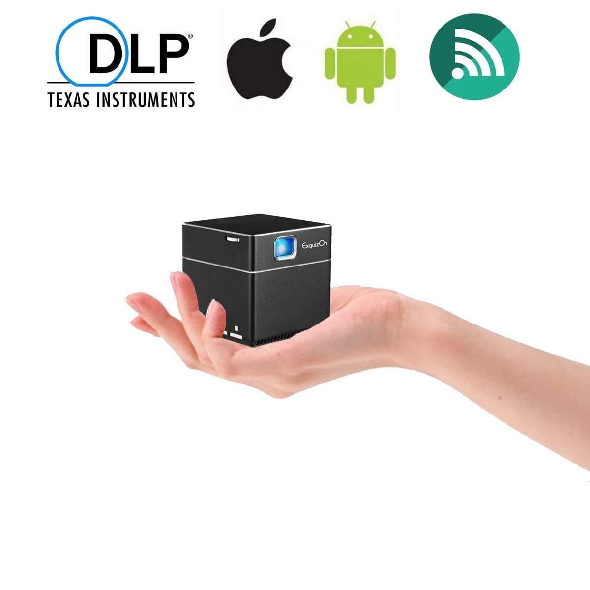 S6 Mini Cube Pico DLP Projector 1080P Supported Android and iOS Devices HD Wireless Wifi Smart Video Projector Compatible with HDMI Devices Micro SD Card - Includes Mini Tripod
