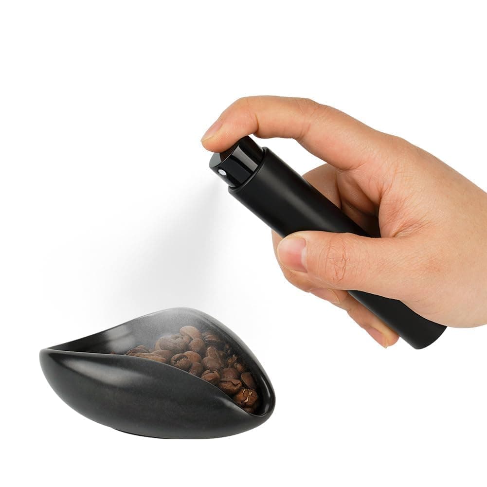 watchget Coffee Bean Dosing Cup & RDT Spray Bottle Kit for Espresso Bar, Static Reduction Ceramic Single Dose Tray for Brewing/Tea, Barista Accessories Set, Black