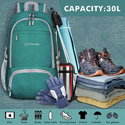 ZOMAKE Lightweight Packable Backpack 30L - Foldable Hiking Backpacks Water Resistant Compact Folding Daypack for Travel