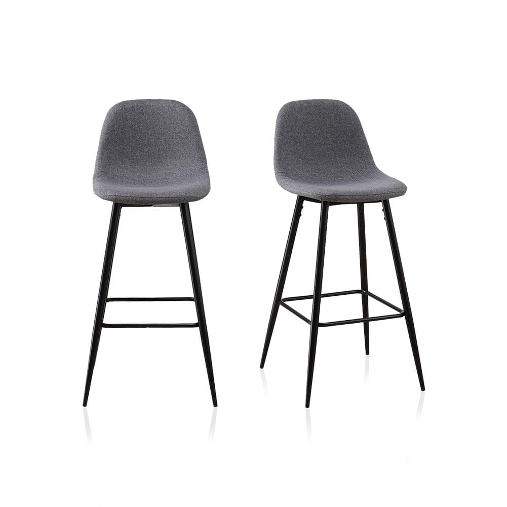 TUKAILAi 2 PCS Bar Stools Set with Backrest Grey Fabric Barstools Metal Base Bar Stools Metal Frame Breakfast Pub Kitchen Bastro