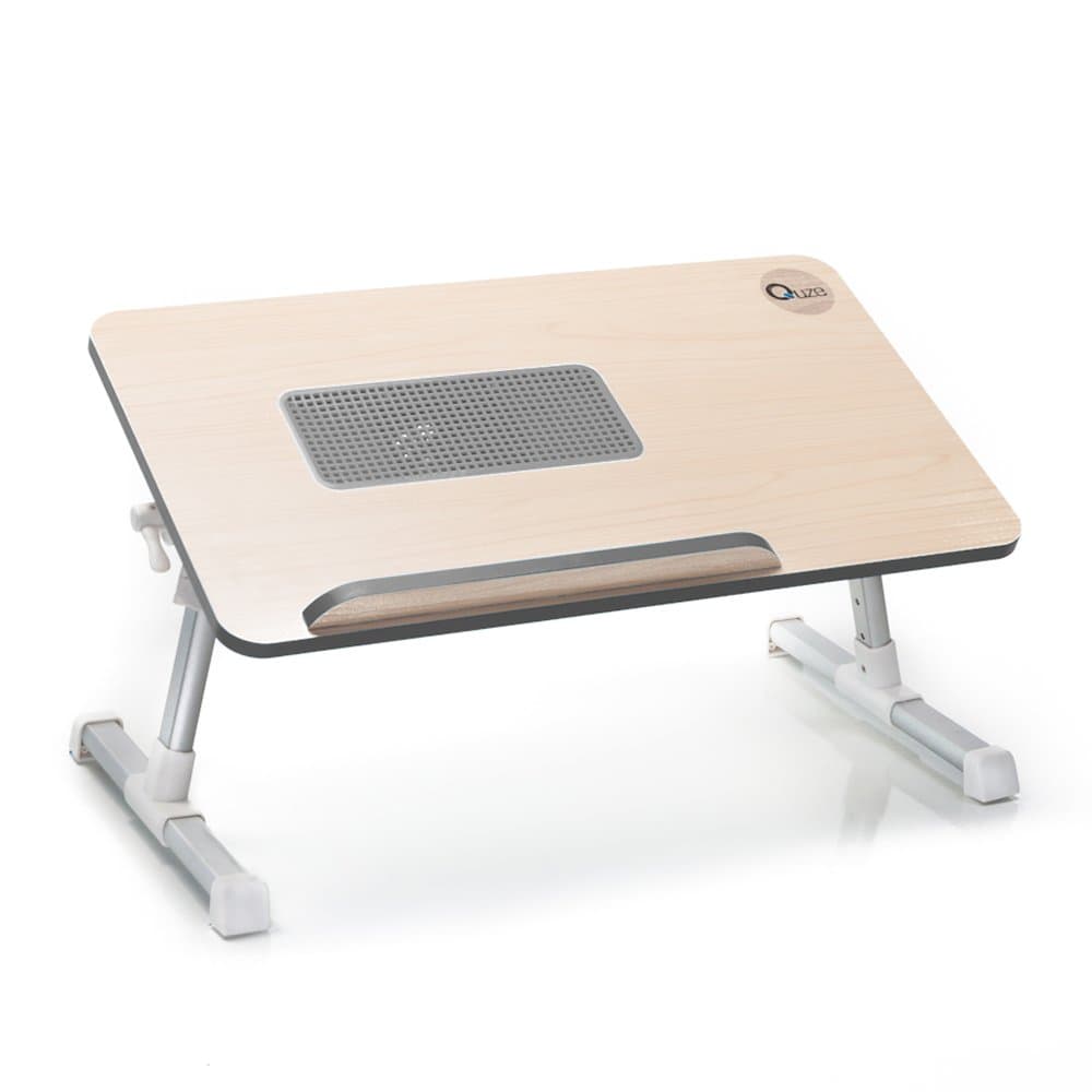 Quze Adjustable Wooden Laptop Desk Notebook Computer Stand with Built in Cooling Fan Portable, Foldable Lap Desk