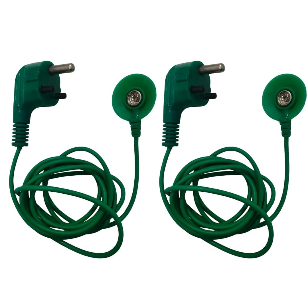 ESD Grounding Cord with 3-Pin Plug, 1 M ohm, 2 (Pack of 2) with snap Botton
