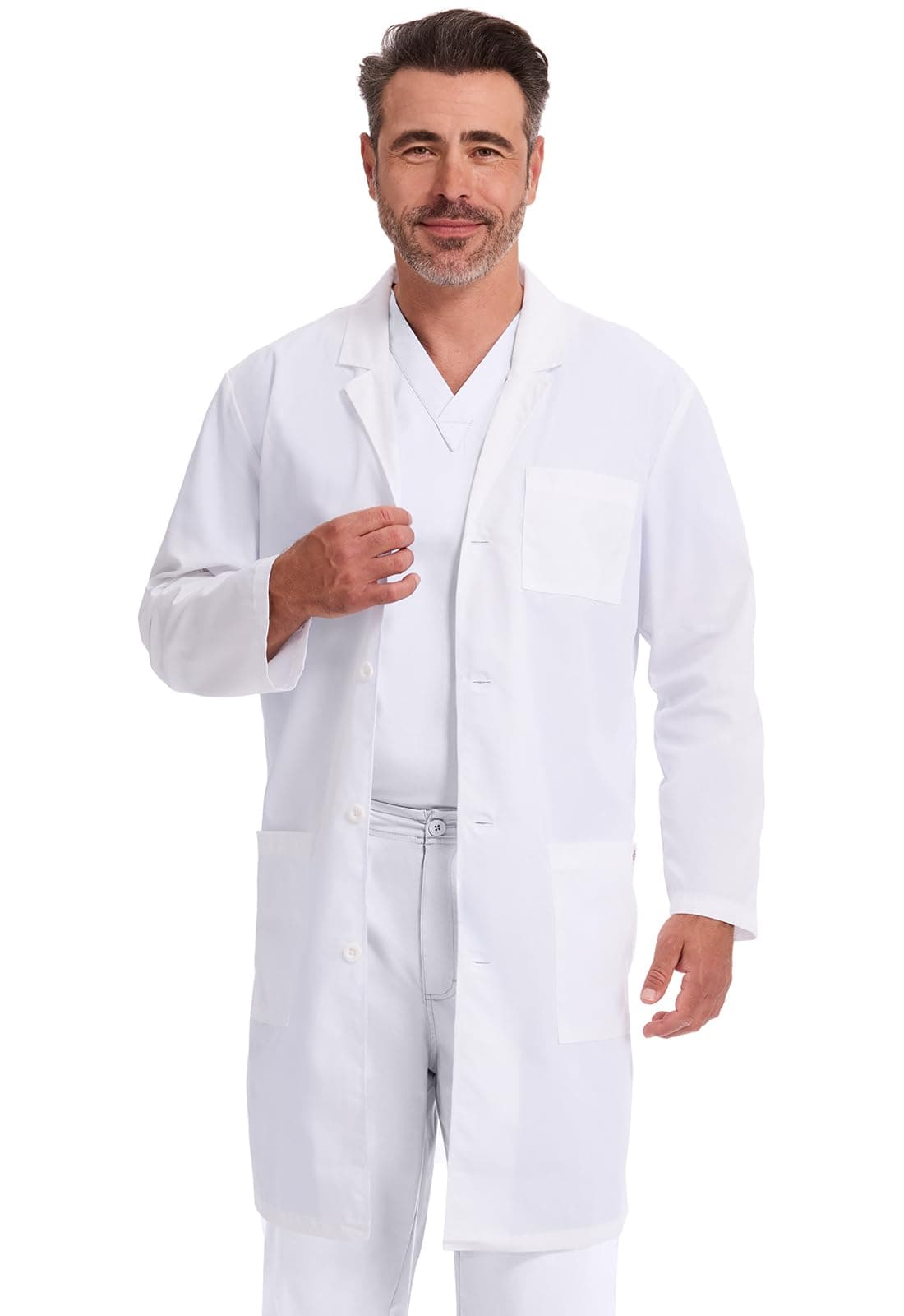 Dickies Lab Coat for Men and Women 40" Button Front Closure Unisex Lab Coat with 3 Pockets - 83403