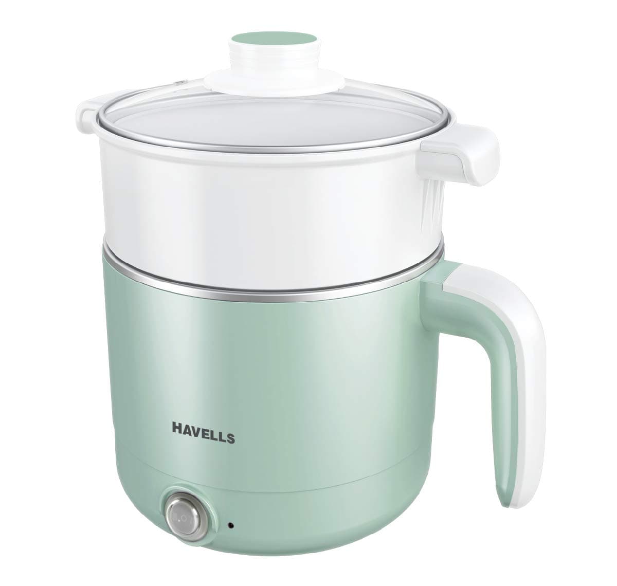 Capture 1.2 L Multi-Cook Electric Kettle with Steamer | 650W |304 Stainless Steel Inner Body|Cooks Noodles, Rice, Milk | Cool-Touch Body | 2 Years Door Step Warranty by Havells (Green)
