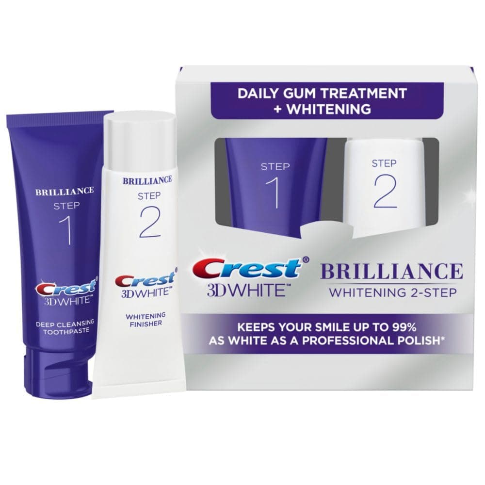 3D White Brilliance 2 Step Kit, Crest 3D White Toothpaste, Deep Clean Toothpaste (4oz) + Teeth Whitening Gel (2.3oz)