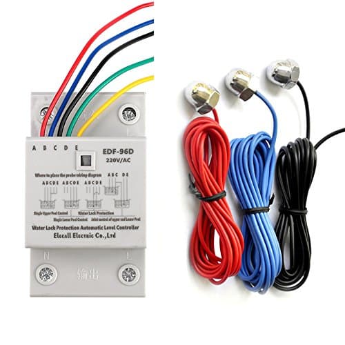 Generic ELECALL EDF-96D Din Rail Mount Float Switch Auto Water Level Controller AC220V 5A Water Pump Controller - 2M Sensor Cables