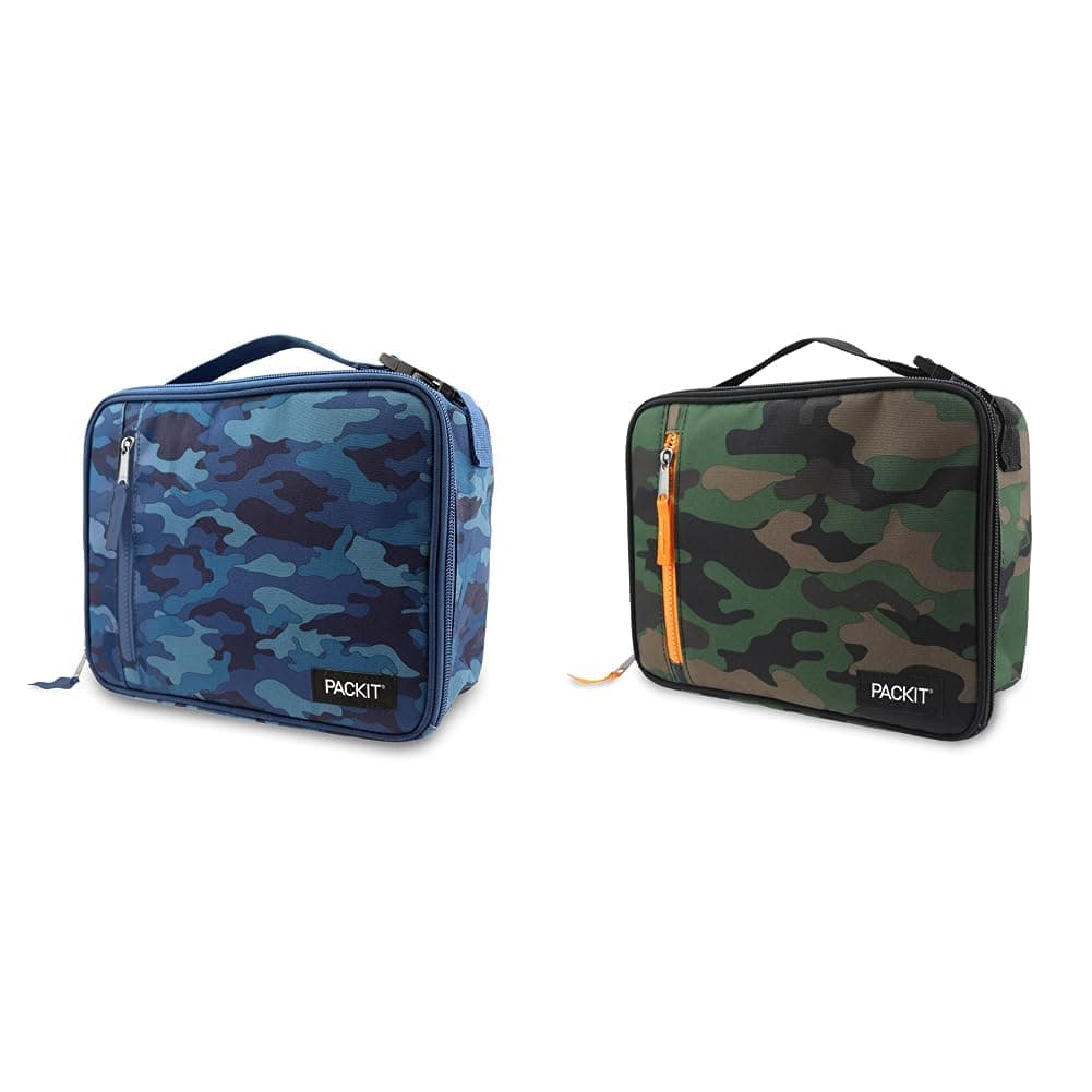PackIt Freezable Classic Lunch Boxes, Blue Camo and Camo
